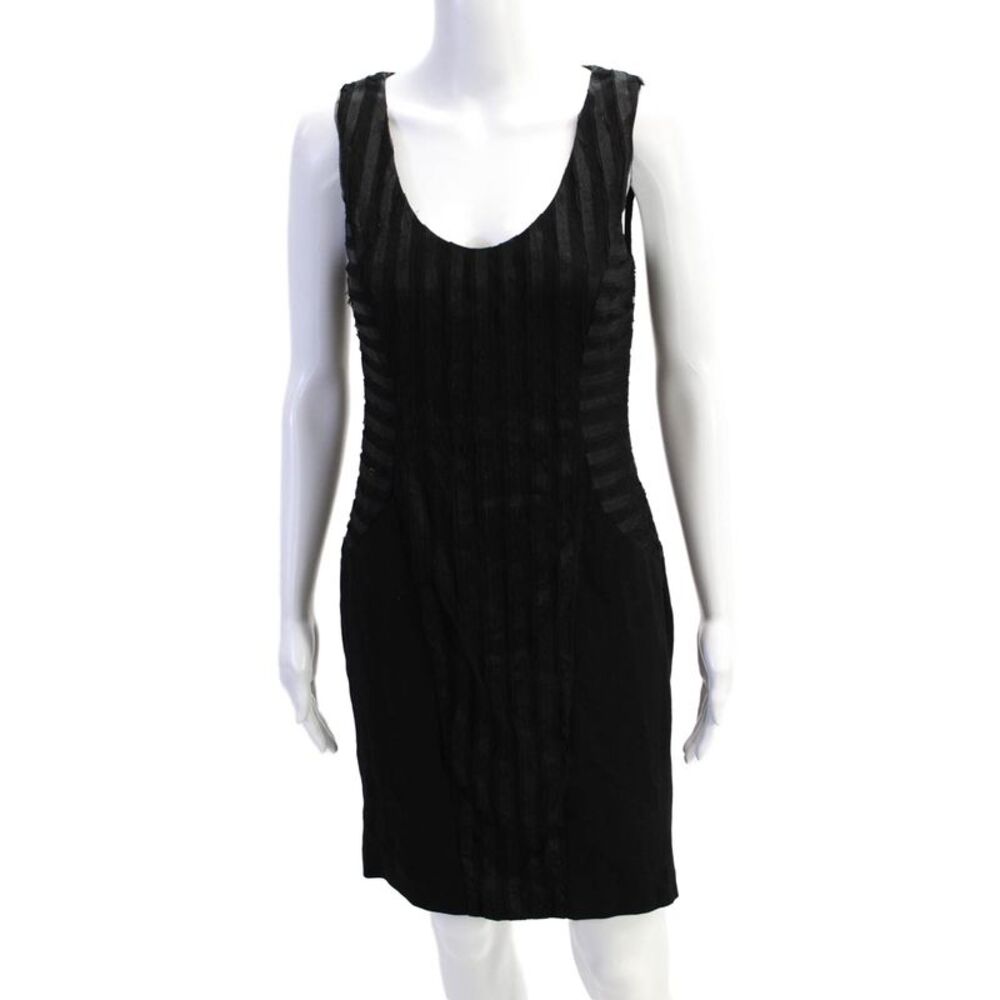 Aidan Aidan Mattox Womens Striped Zip Up Tank Dress Black Size 6